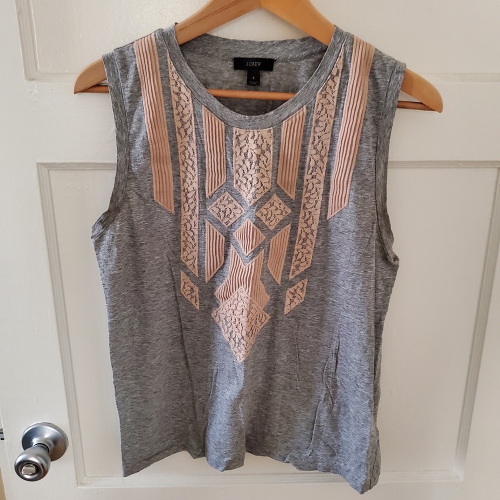 J Crew Pink Lace Detail Tank